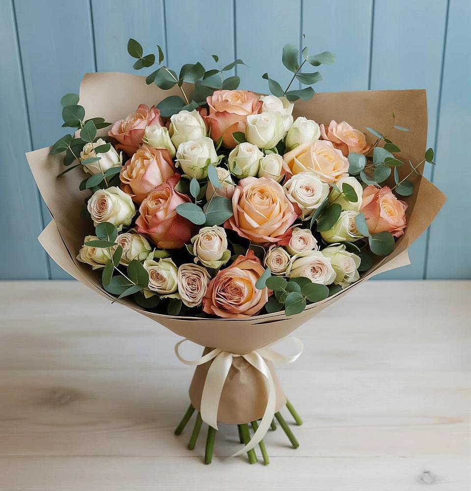 Букет цветов из: Альстромерии и Розы в Зернограде