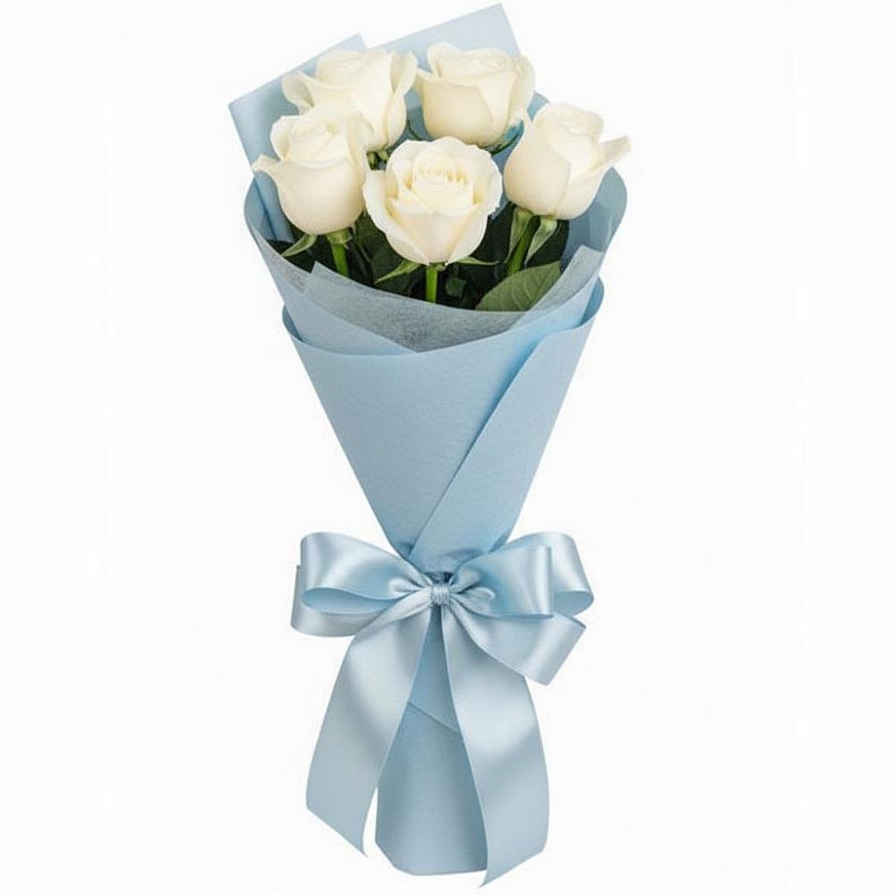Букет 5 Белых роз Проуд в Зернограде