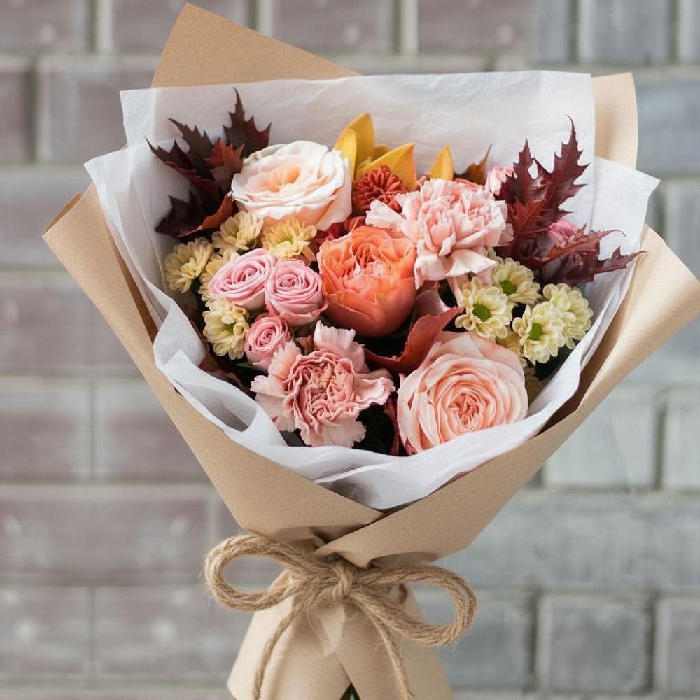 Букет цветов из: Гвоздики, Хризантемы и Розы в Зернограде