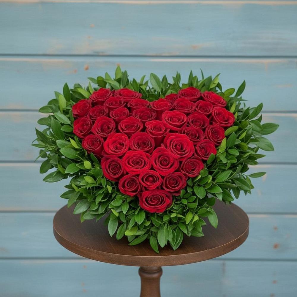 Цветочная композиция из Розы в виде сердца в Зернограде