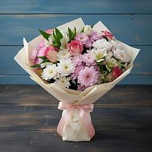 Букет цветов из:  Хризантемы, Альстромерии и Розы в Зернограде