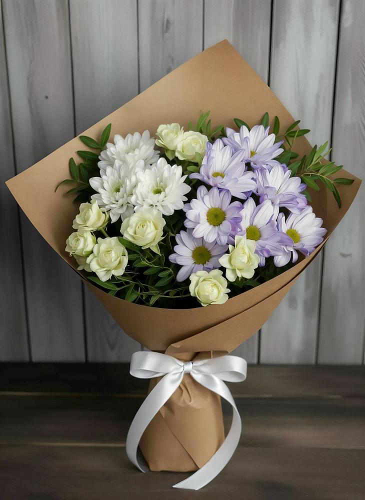 Букет цветов из: Хризантемы и Розы в Зернограде